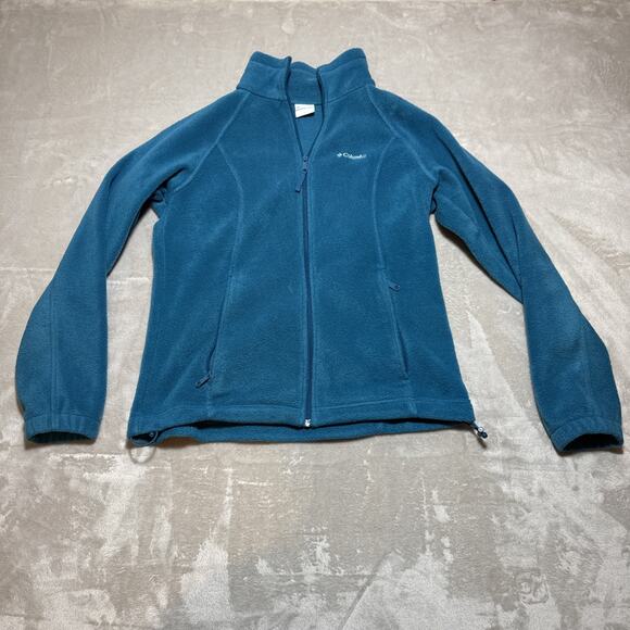 Columbia Jacket Women’s Size Medium Blue Full Zip Pocket Fleece Mock Neck - Picture 1 of 10